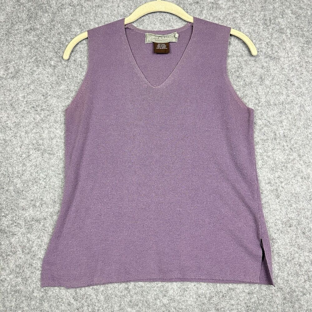 Double D Ranch Knit Tank Top Womens S Purple Linen Blend Western Cowgirl Basic*